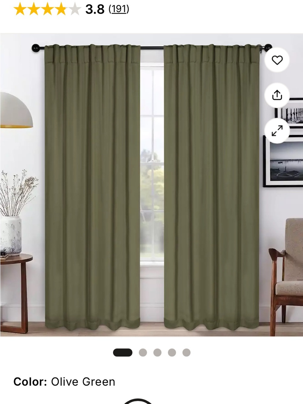 Olive Green Curtain Panels by